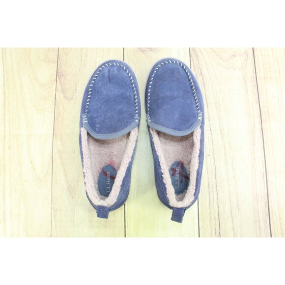 LL Bean Mountain Slippers Moccasin Suede Raw Indigo Size 8 M - Picture 7 of 9